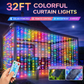 Solar Curtain Lights 600 LED Waterfall String Lights 8 Modes Remote Type C Charging Hanging Twinkle Fairy Lights for Christmas Gazebo Party Wedding
