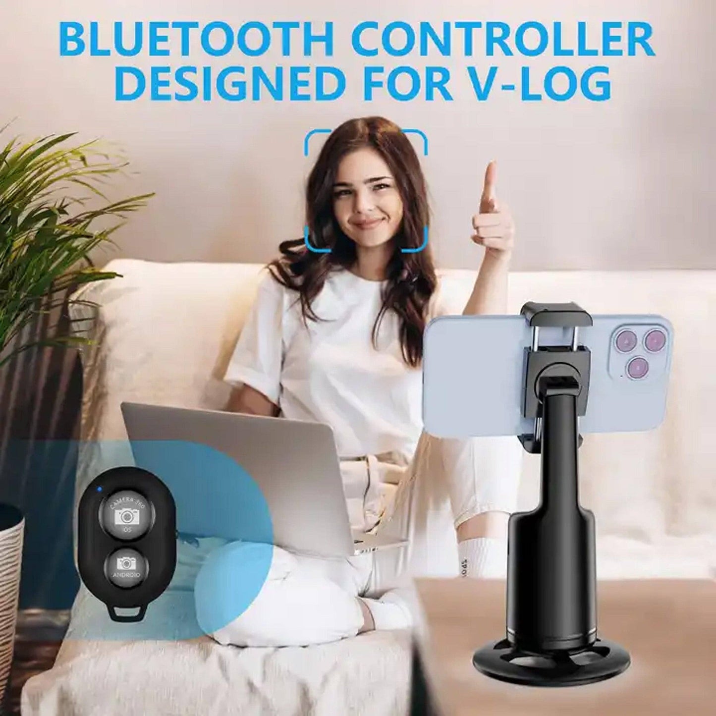 Auto-Tracking Phone Holder 360° AI Face Tracking Stand for Vlogging, Live Streaming & Video Calls