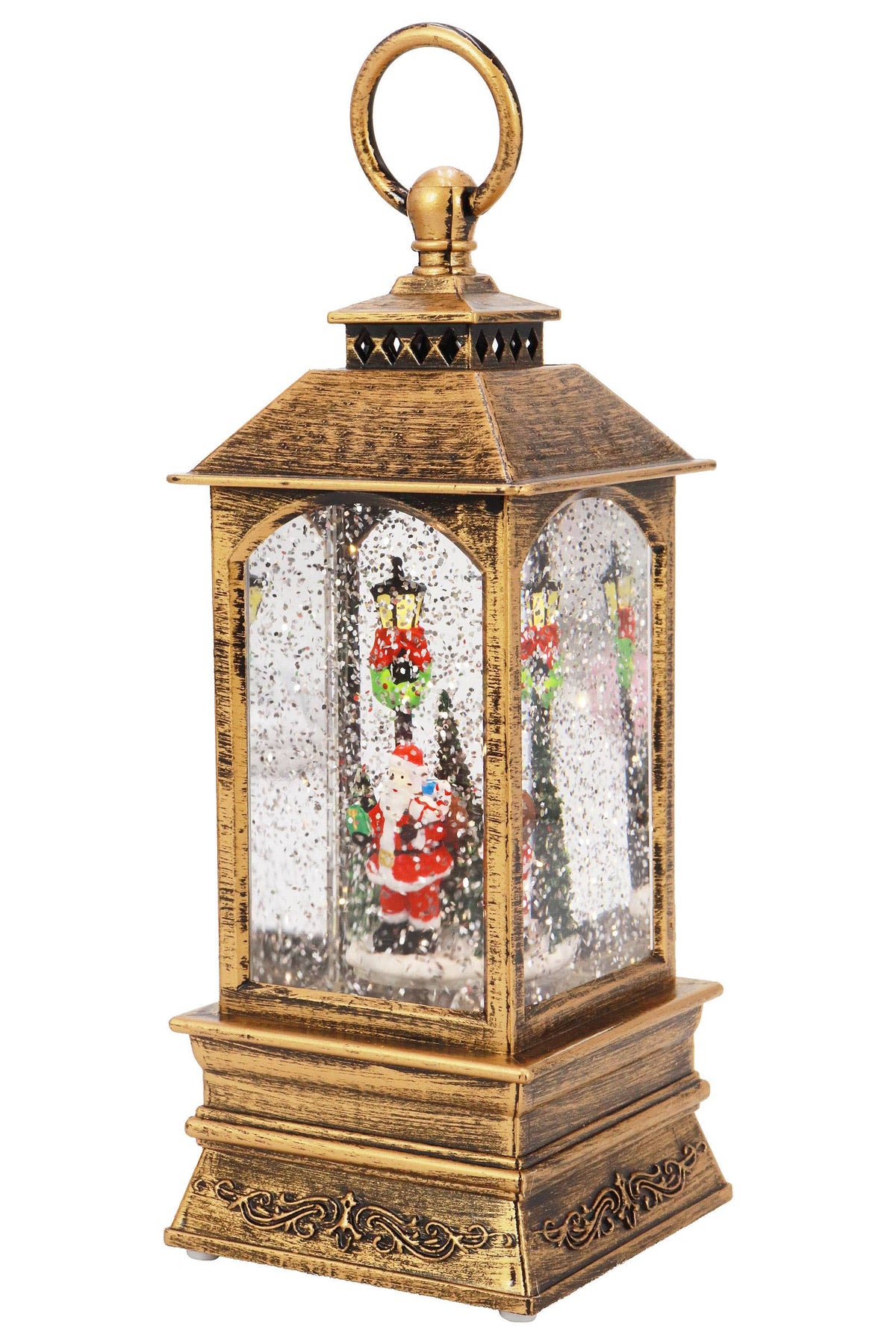 Vintage Christmas Musical LED Glitter Lantern – Santa Claus Snow Globe, 9.25"