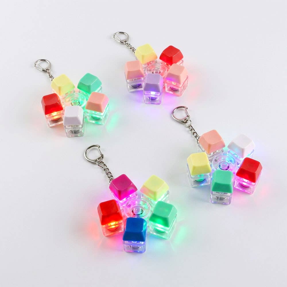 light Up Stress Relief Spinner Keyboard Keychain Bag Charms