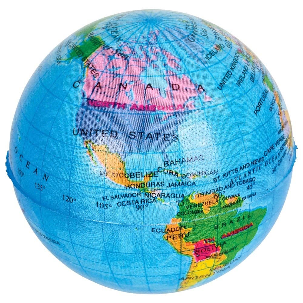 Toys 3-Inch Globe Stress Balls – Set of 6 World Map Squeeze Toys