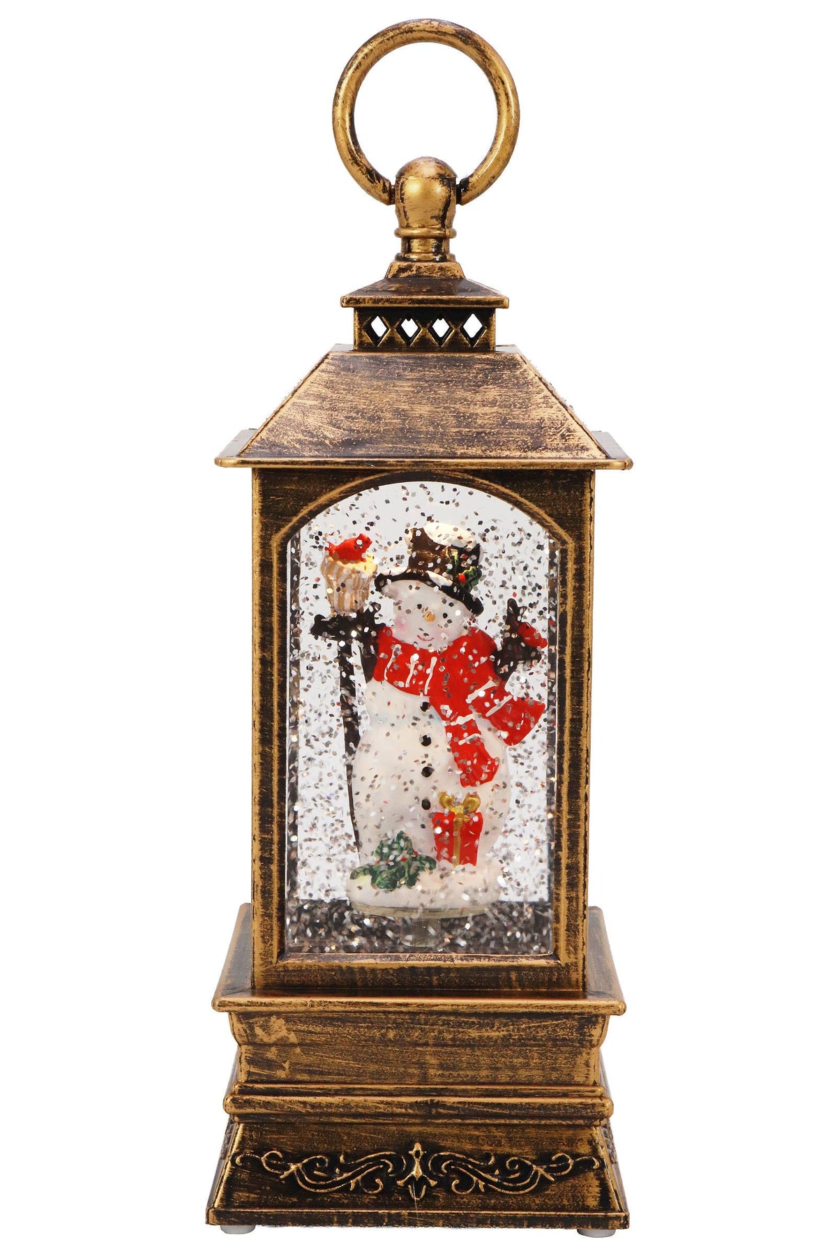 Vintage Christmas Musical LED Glitter Lantern – Santa Claus Snow Globe, 9.25"