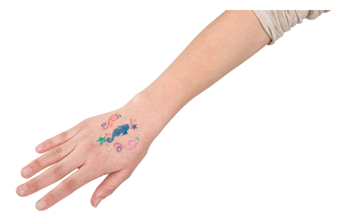 Mermaid Tattoo Gel Pens Kit – 6 Shimmery Colors with Stencils