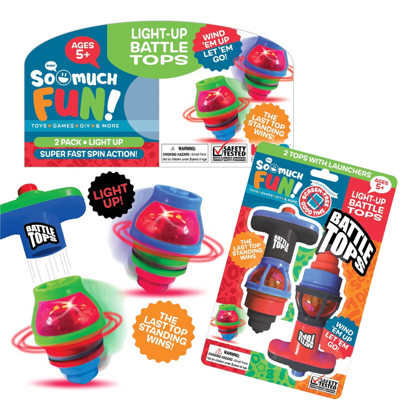 2 Pack Light-Up Battle Tops with Launchers