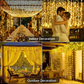 Solar Curtain Lights 600 LED Waterfall String Lights 8 Modes Remote Type C Charging Hanging Twinkle Fairy Lights for Christmas Gazebo Party Wedding