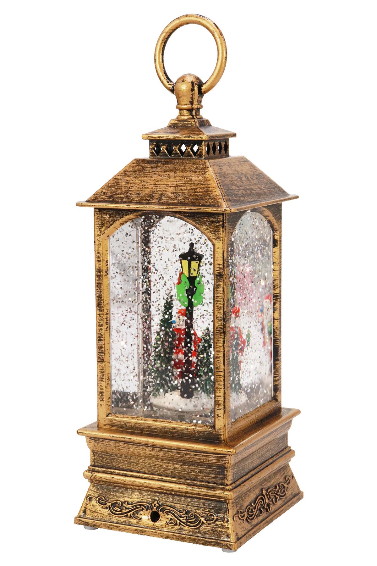 Vintage Christmas Musical LED Glitter Lantern – Santa Claus Snow Globe, 9.25"