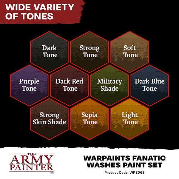 The Army Painter - Warpaint: Fanatic Washes Paint Set (10 washes)