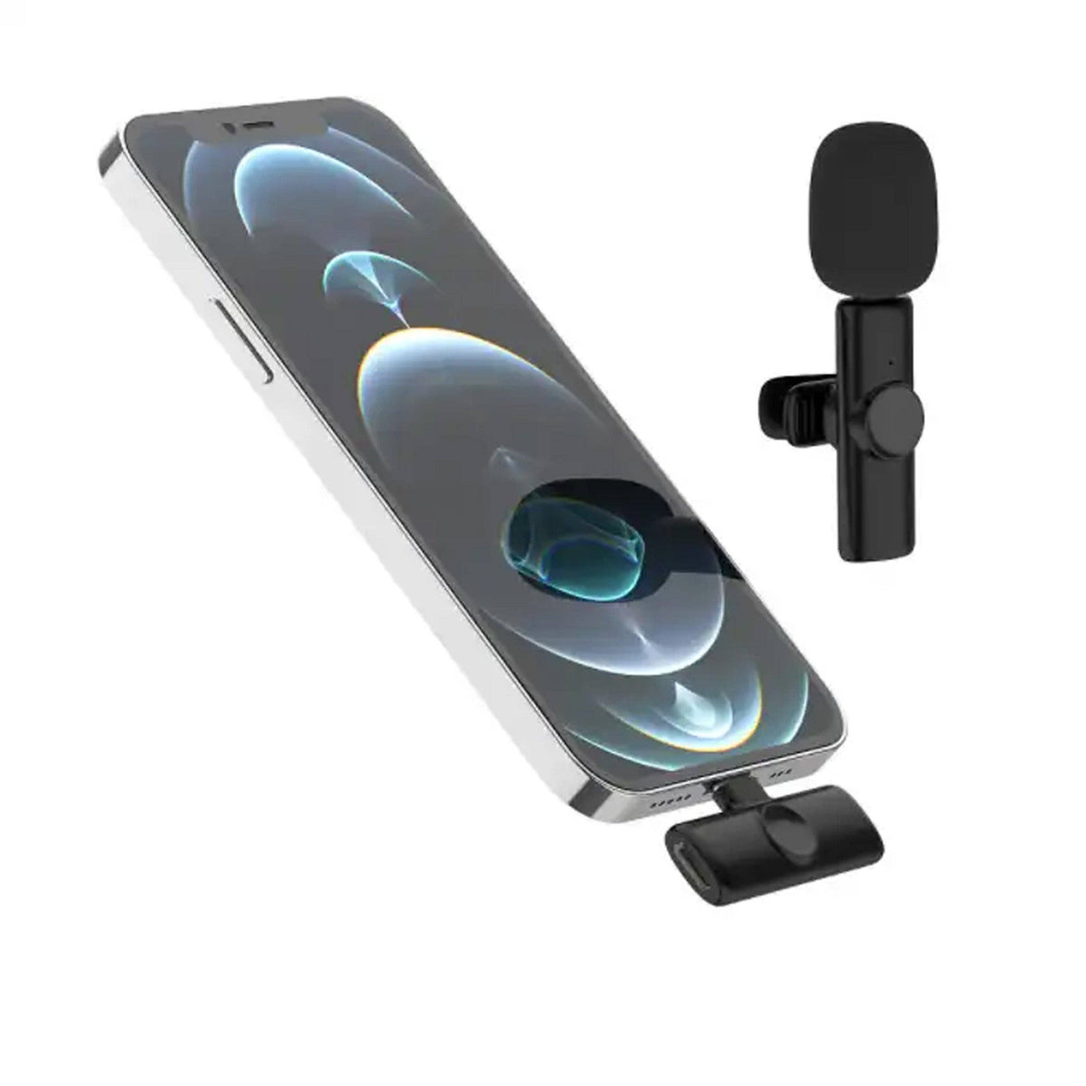 Wireless Lavalier Microphone Kit with Receiver, Clip-On Wireless Mic for iPhone, Android & Camera, Noise Reduction, Rechargeable for Vlogging, Podcasting, Interviews & Live Streaming