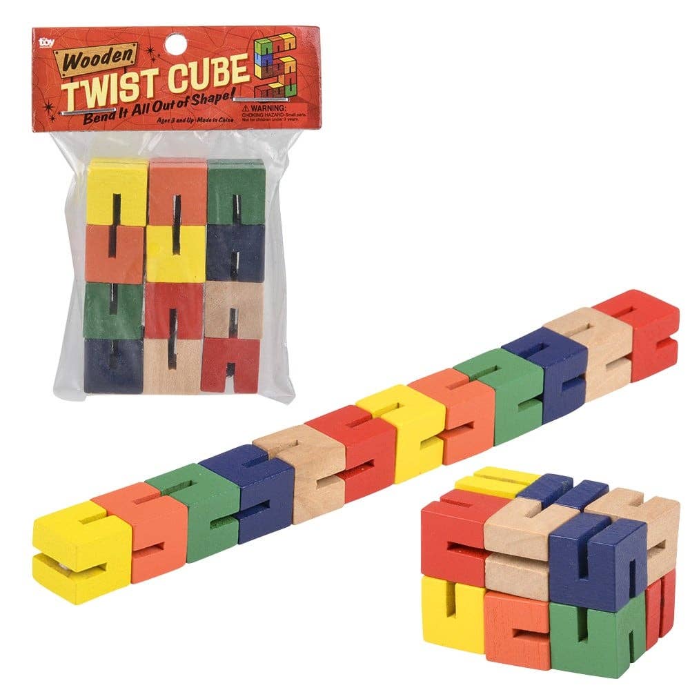 Wood Toys 6-Inch Wooden Twist Cube Puzzle for Kids – Colorful Fidget and Activity Toy Set of 3