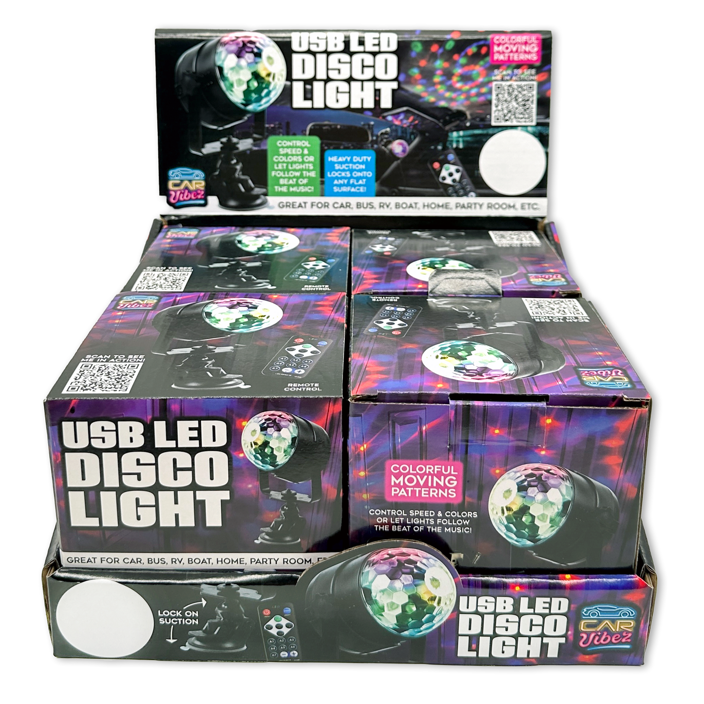 CAR VIBEZ USB SUCTION DISCO BALL LIGHT SHOW- 4 PER DISPLAY