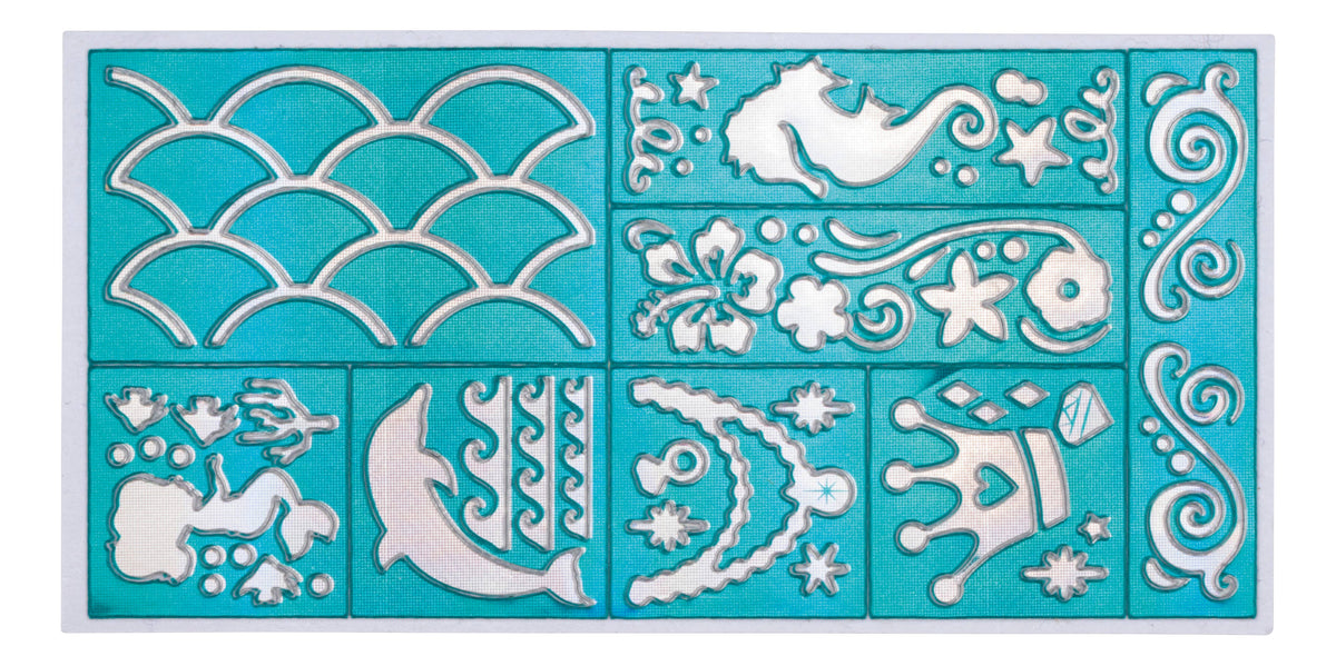 Mermaid Tattoo Gel Pens Kit – 6 Shimmery Colors with Stencils