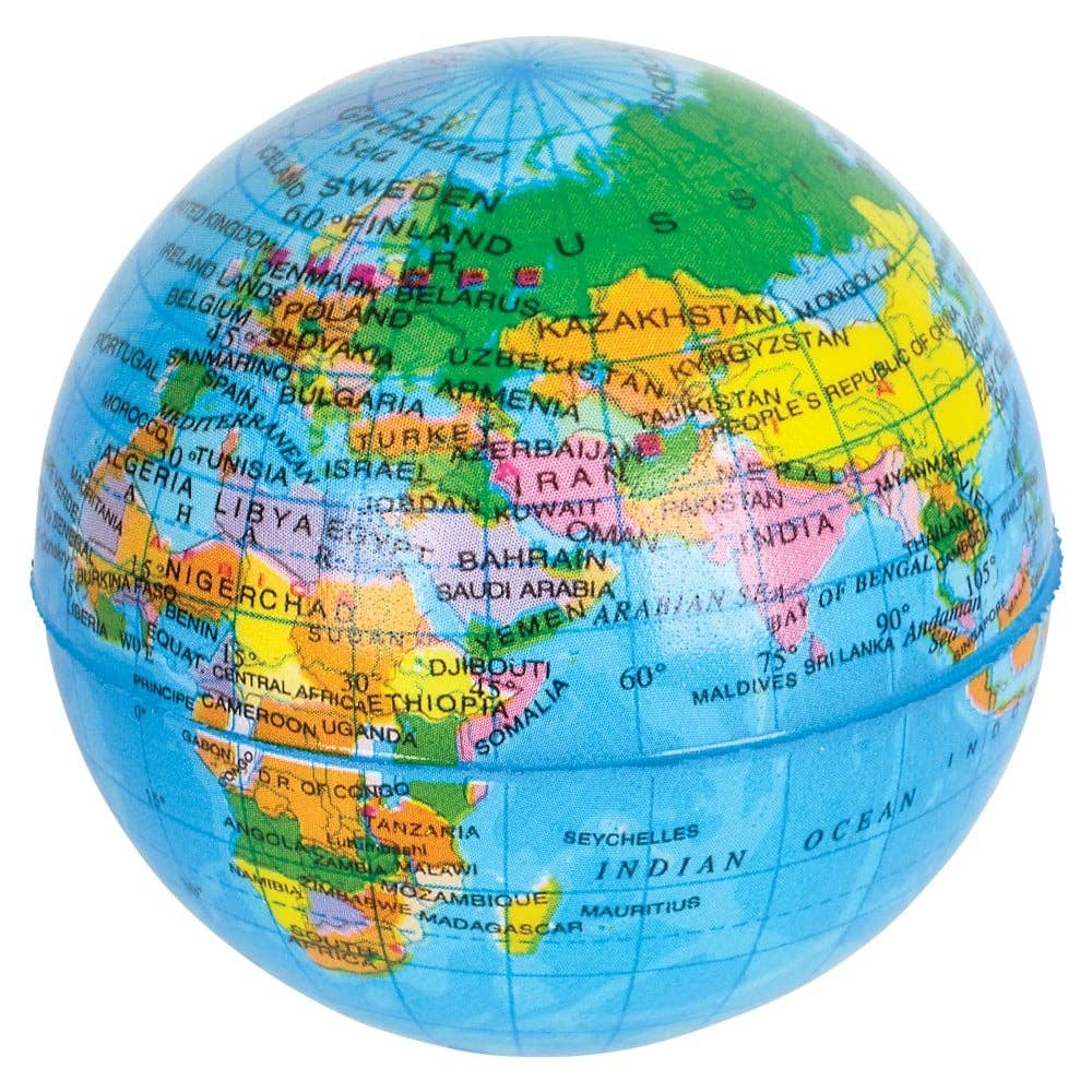 Toys 3-Inch Globe Stress Balls – Set of 6 World Map Squeeze Toys