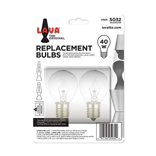 Lava 40-Watt Replacement 2-Pack Brand 16.3 and 17 inch Lamps Light Bulb, 2 Count (Pack of 1), Clear