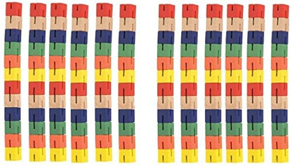Wooden Flexible Fidget Mini Twist Cube Puzzles - 12 Pack - Stretchable 3D Puzzles Wood Twist Blocks for Anxiety Fidgeting or Party Favors